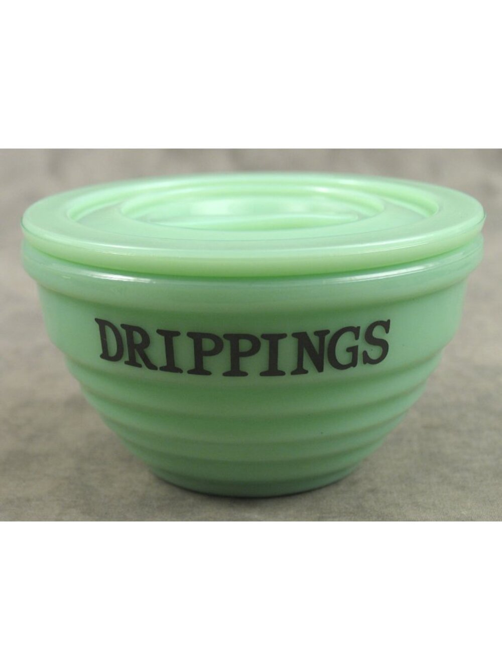 Vintage Style JADEITE GREEN BEEHIVE Glass DRIPPINGS BOWL Ribbed GREASE JAR NWOT